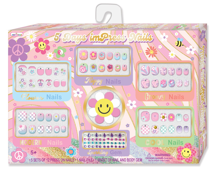 5-Days Impress Nails - Groovy Flower