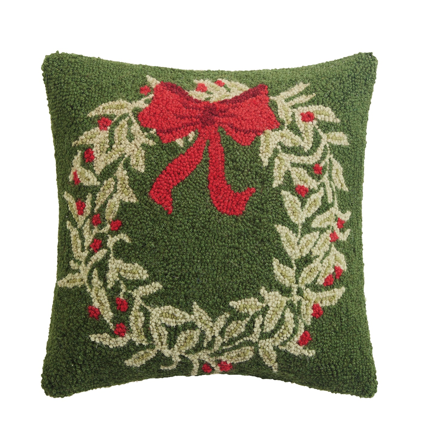 Holiday Wreath Hook Pillow Poly Filled