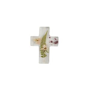 Dried Flower Resin Cross With Fern
