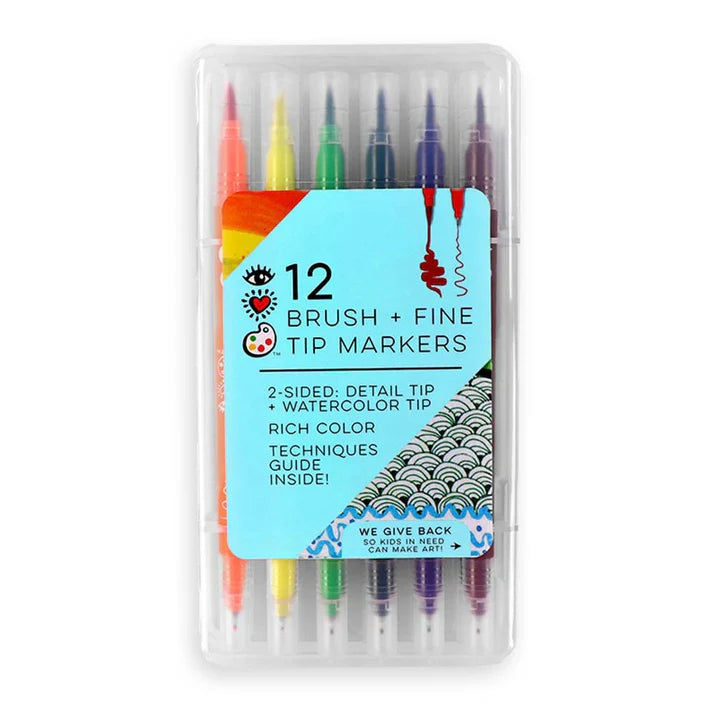 12 Brush + Fine Tip Markers