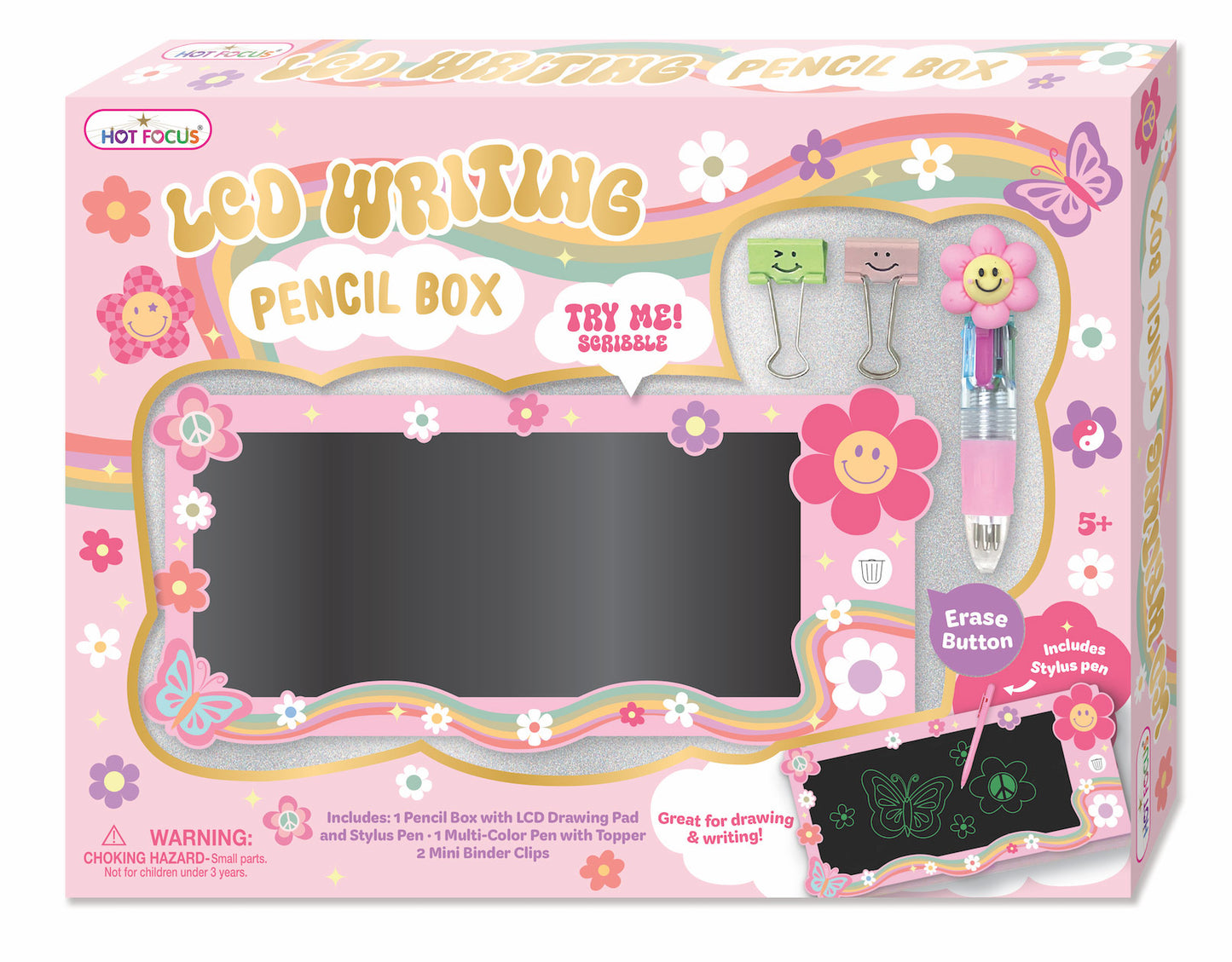 LCD Writing Board Pencil Box - Groovy Flower