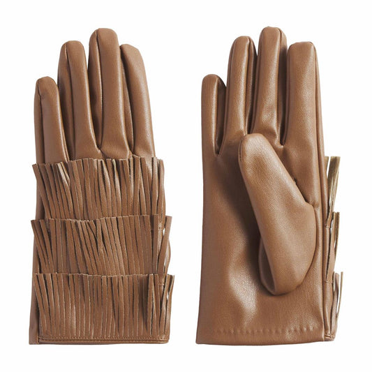 Fringe Gloves, Tan