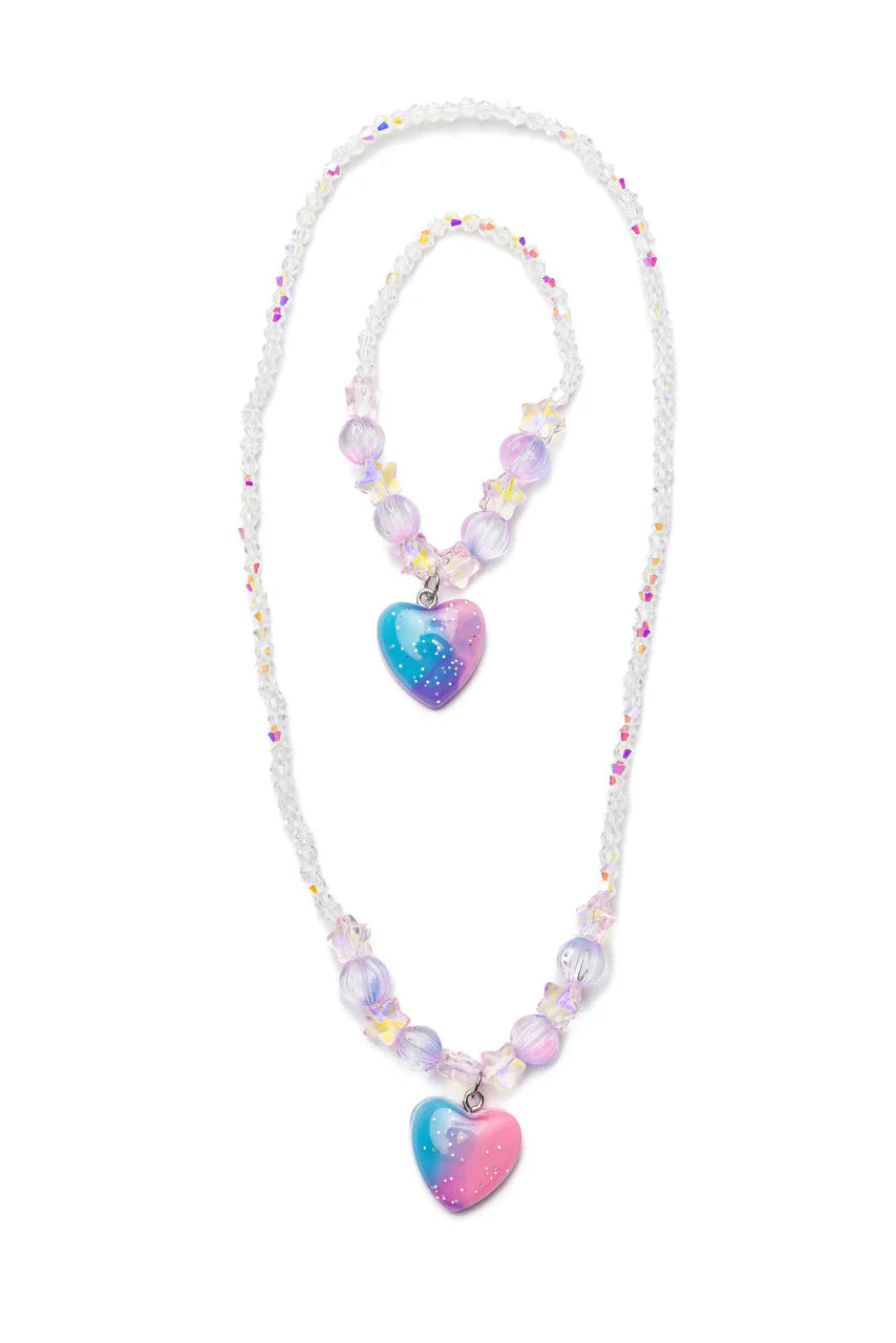 Galaxy Heart Necklace & Bracelet Set