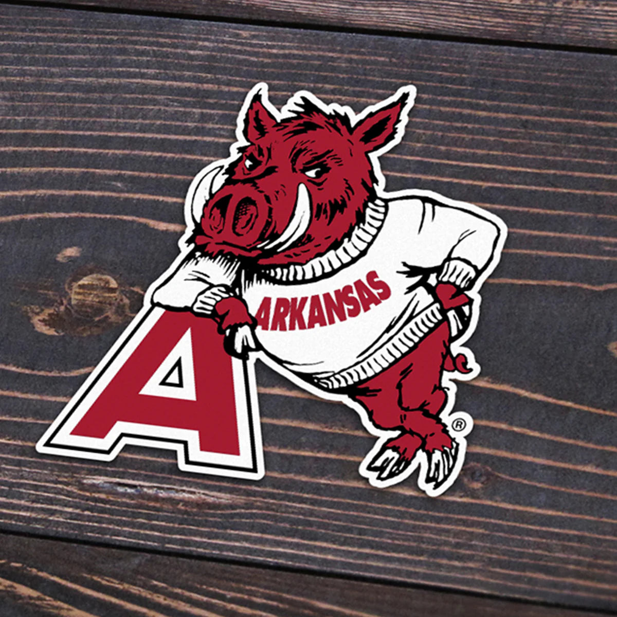 Hog Leaning on A Sticker