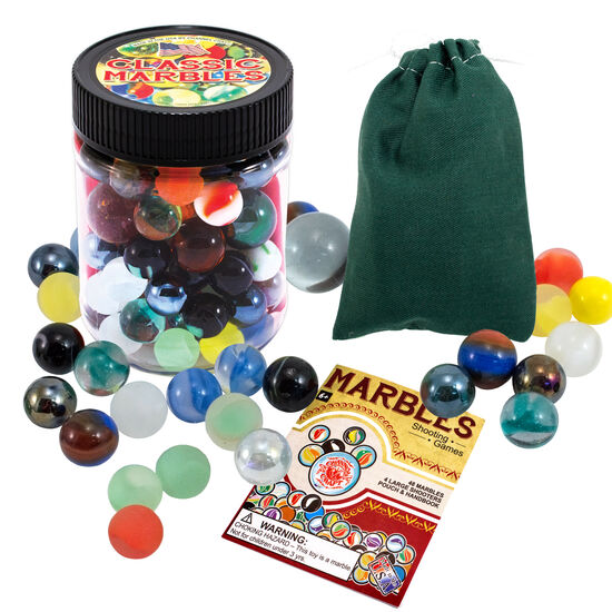 Marbles Toy Jar w/ Color Canvas Pouch