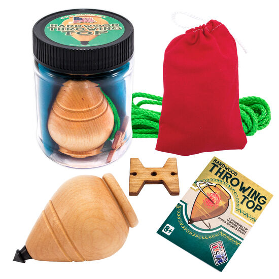 Hardwood Top Toy w/ Color Canvas Pouch