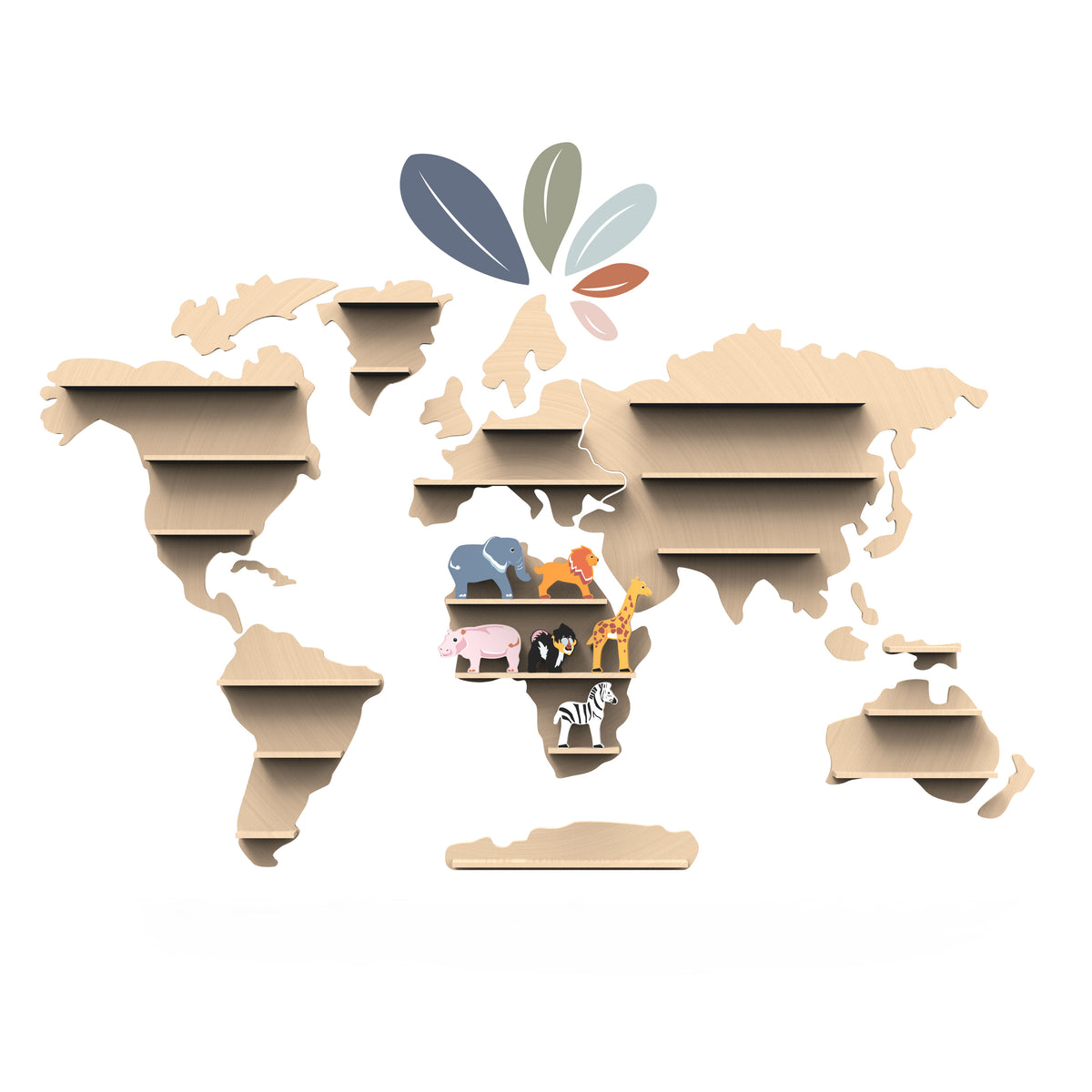World Map Animal Shelves