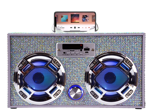 Bluetooth FM Radio w/ LED Speakers Iridescent Bling