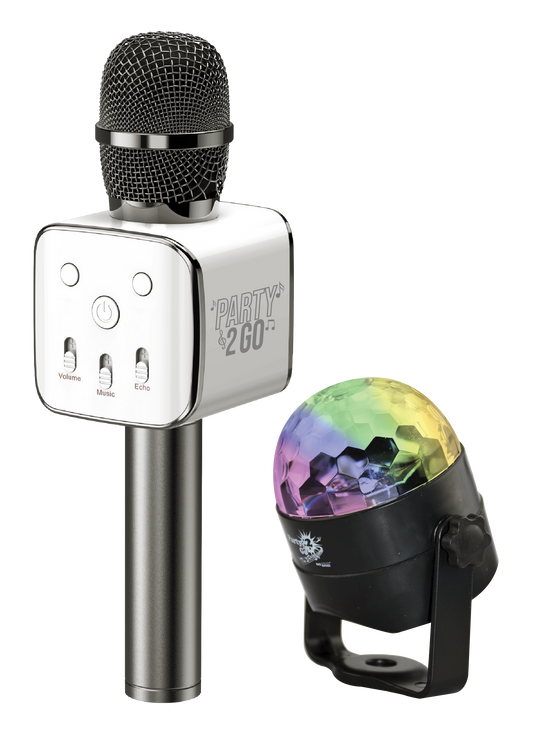 Party 2-Go Karaoke Mic Disco Ball Combo Black