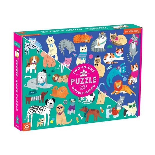 Double-sided Cats & Dogs 100 Piece Puzzle