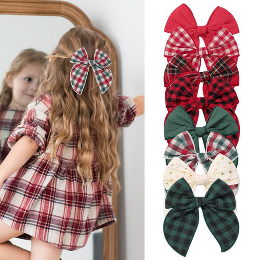 Vintage Plaid Bow Hair Clip for Kids