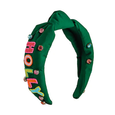 Green Holiday Beaded Headband