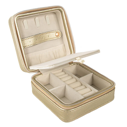 Leah Travel Jewelry Case, Gold