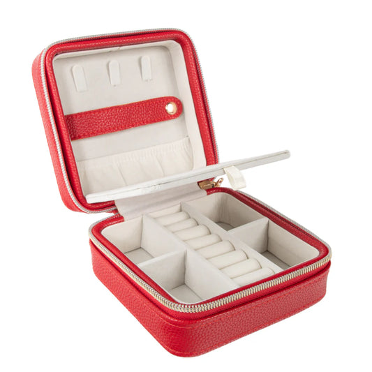 Leah Travel Jewelry Case, Red