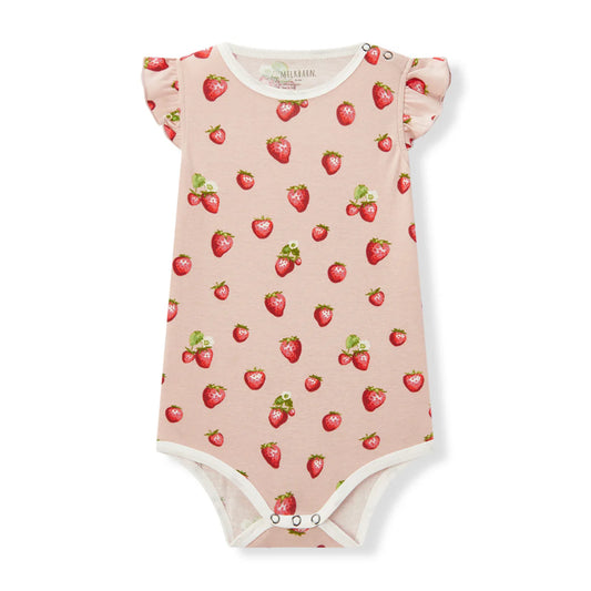 Strawberry Organic Cotton Ruffle One Piece
