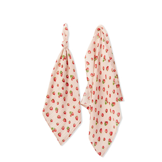 Strawberry Organic Cotton Two-Piece Burp Cloth Set