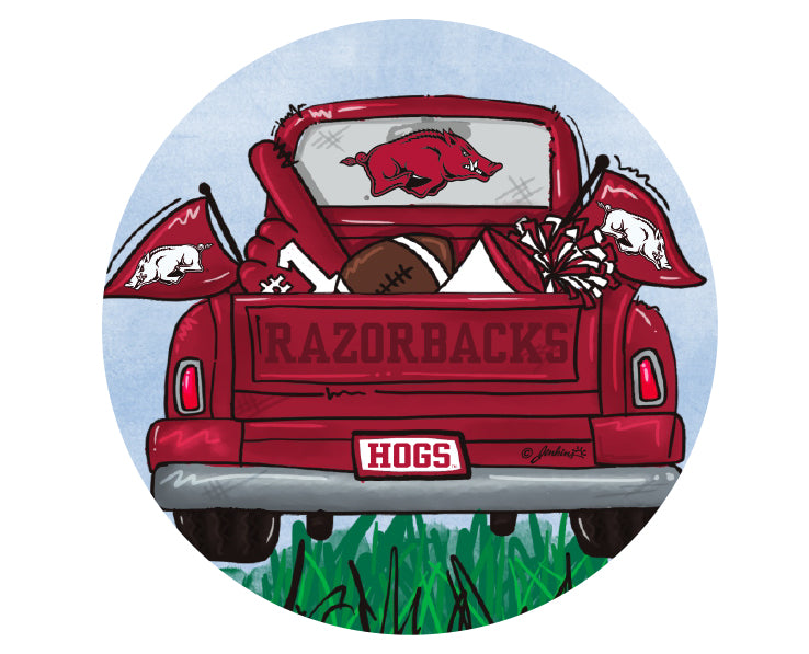 Razorback ArtWoof Circle Tailgate Magnet