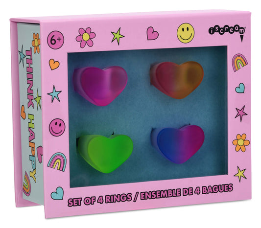 Ombre Heart Rings Set Of 4