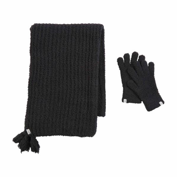 CHENILLE GLOVE AND SCARF BK