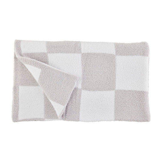Chenille Checkered Blanket, Gray