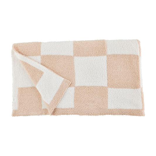 Chenille Checkered Blanket, Tan