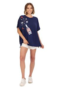 4th Of July Sparkle Top - Navy