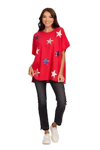4th Of July Sparkle Top - Red