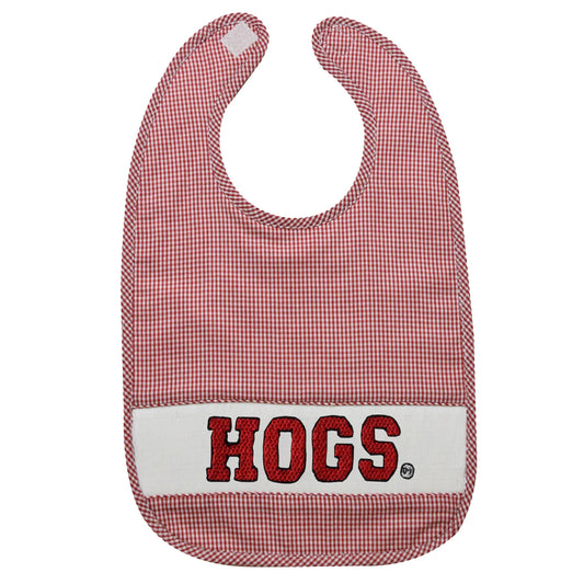 Arkansas Razorbacks Smocked Gingham Bib