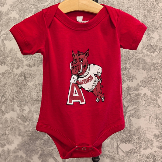 Hog Leaning on 'A' Onesie (Red)