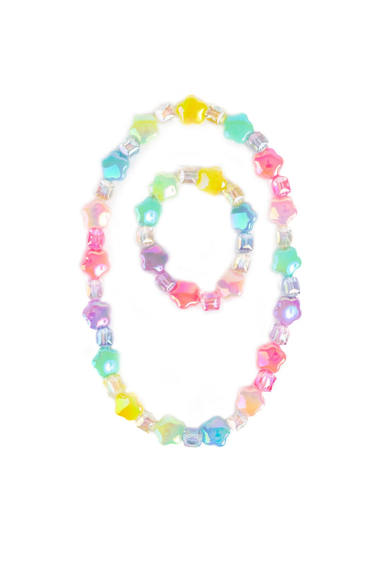 Wish Upon a Rainbow Star Necklace and Bracelet set