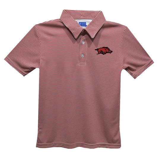 Arkansas Razorbacks Embroidered Red Stripes Polo Shirt (Youth)