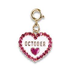 Gold October Heart- Charm