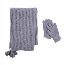CHENILLE GLOVE AND SCARF BK