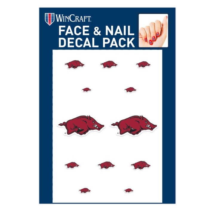 Arkansas Razorbacks Face & Nail Decal Pack