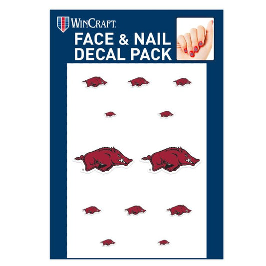 Arkansas Razorbacks Face & Nail Decal Pack