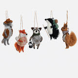 Forest Animal Wool Ornament 5 Assorted